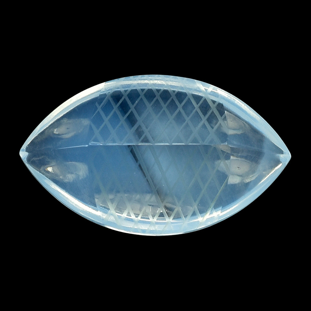 BLUE MOON QUARTZ BUFFTOP CARVED NET BACK MARQUISE (DES#104) 20X12MM 10.35 Cts.