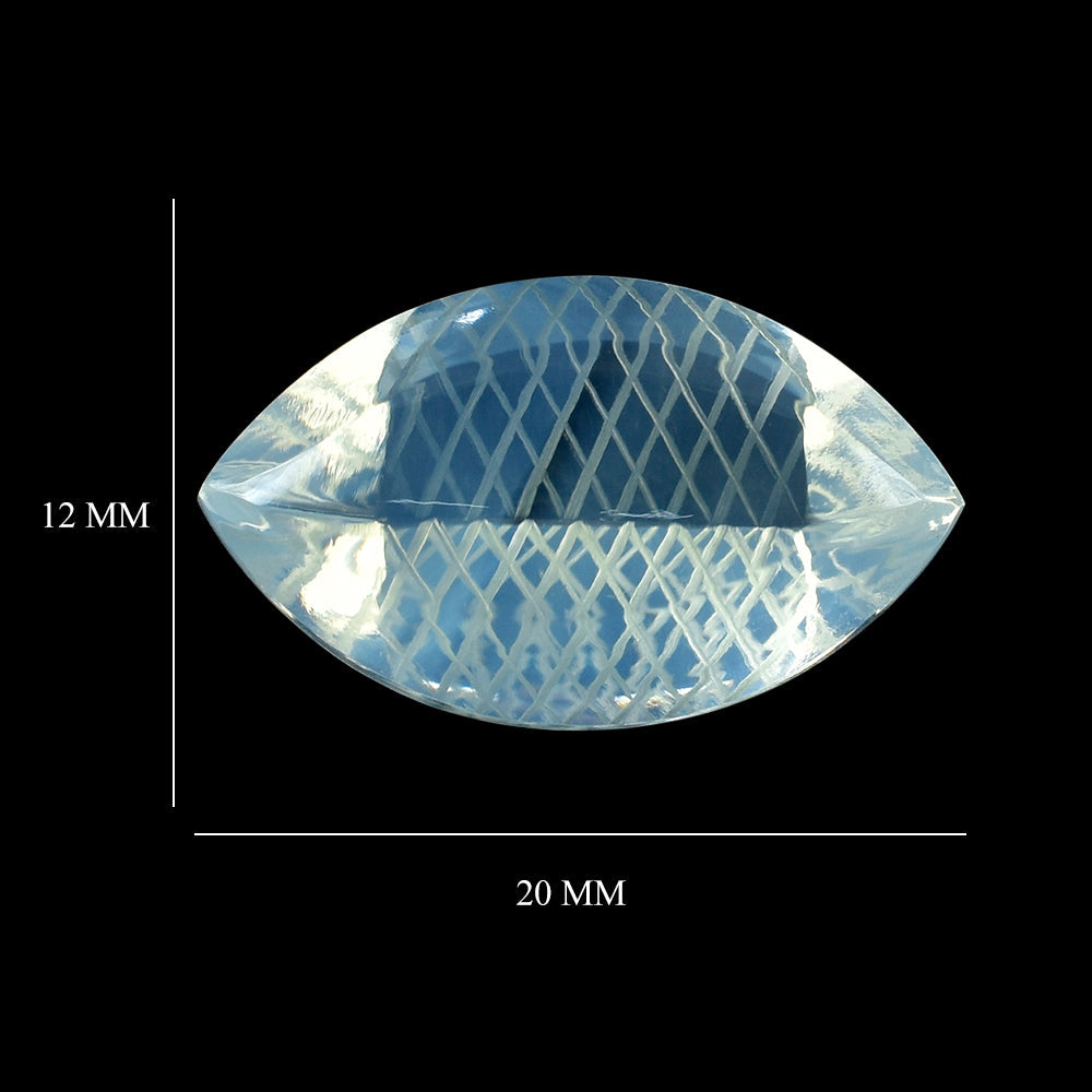 BLUE MOON QUARTZ BUFFTOP CARVED NET BACK MARQUISE (DES#104) 20X12MM 10.35 Cts.