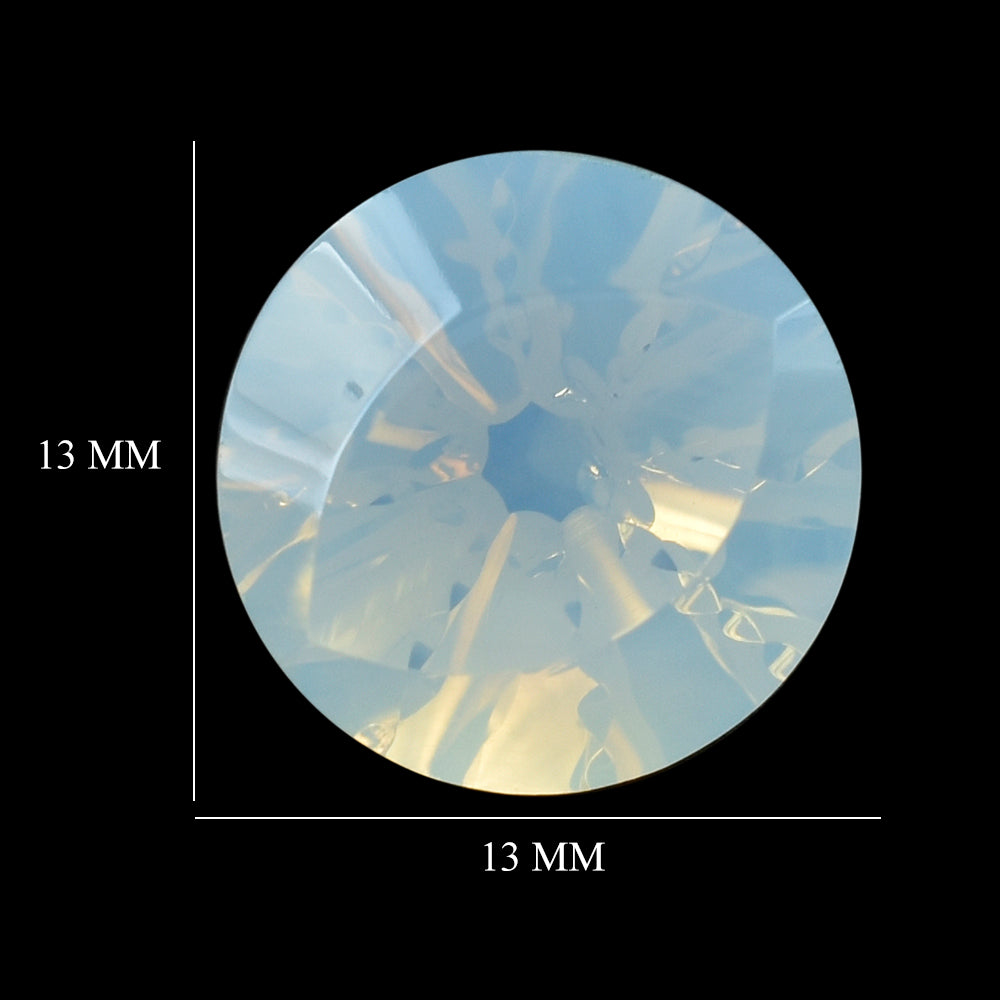 BLUE MOON QUARTZ EYE CUT ROUND (DES#89) 13MM 7.76 Cts.