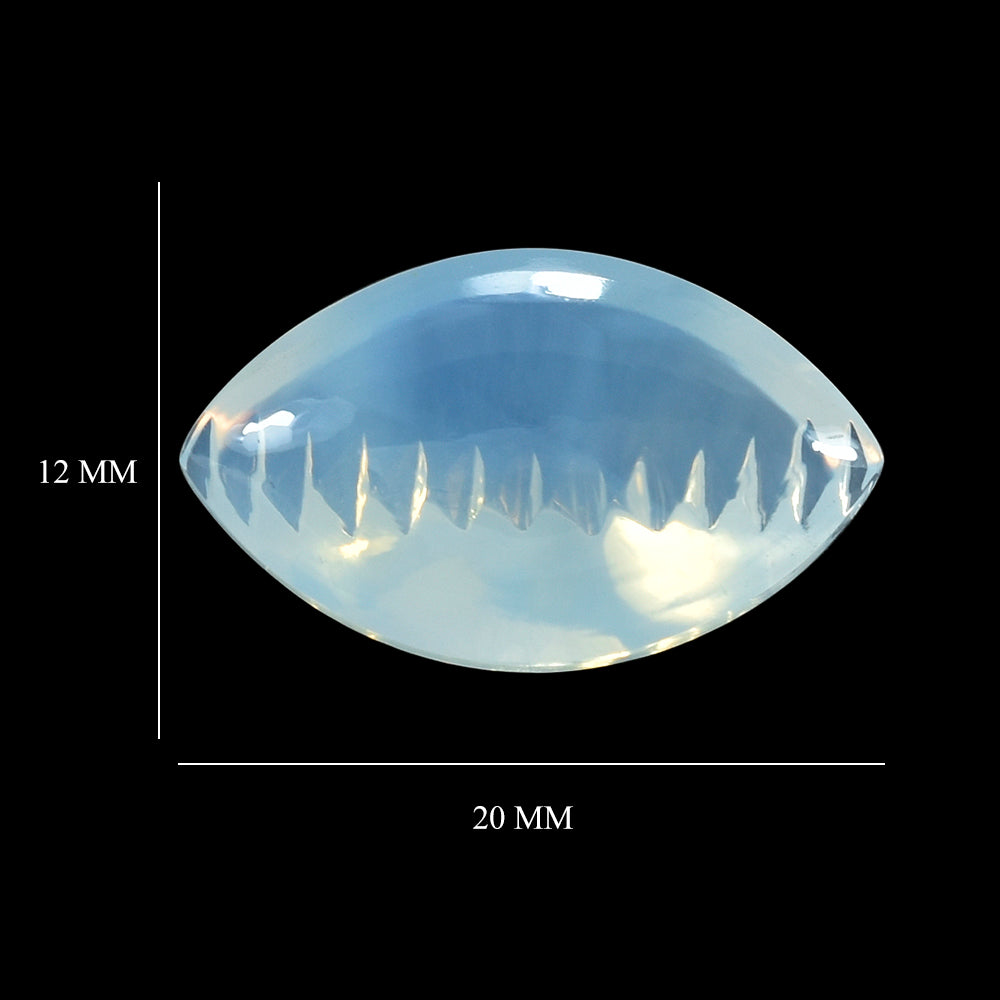 BLUE MOON QUARTZ BUFFTOP ZIP CUT BACK MARQUISE (DES#106) 20X12MM 9.83 Cts.