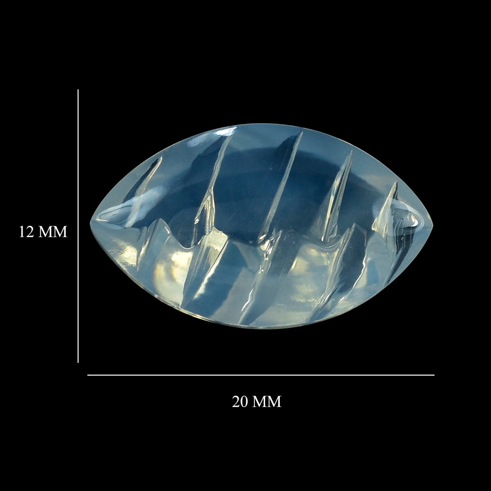 BLUE MOON QUARTZ BUFFTOP KNIFE CONCAVE MARQUISE (DES#110) 20X12MM 9.82 Cts.