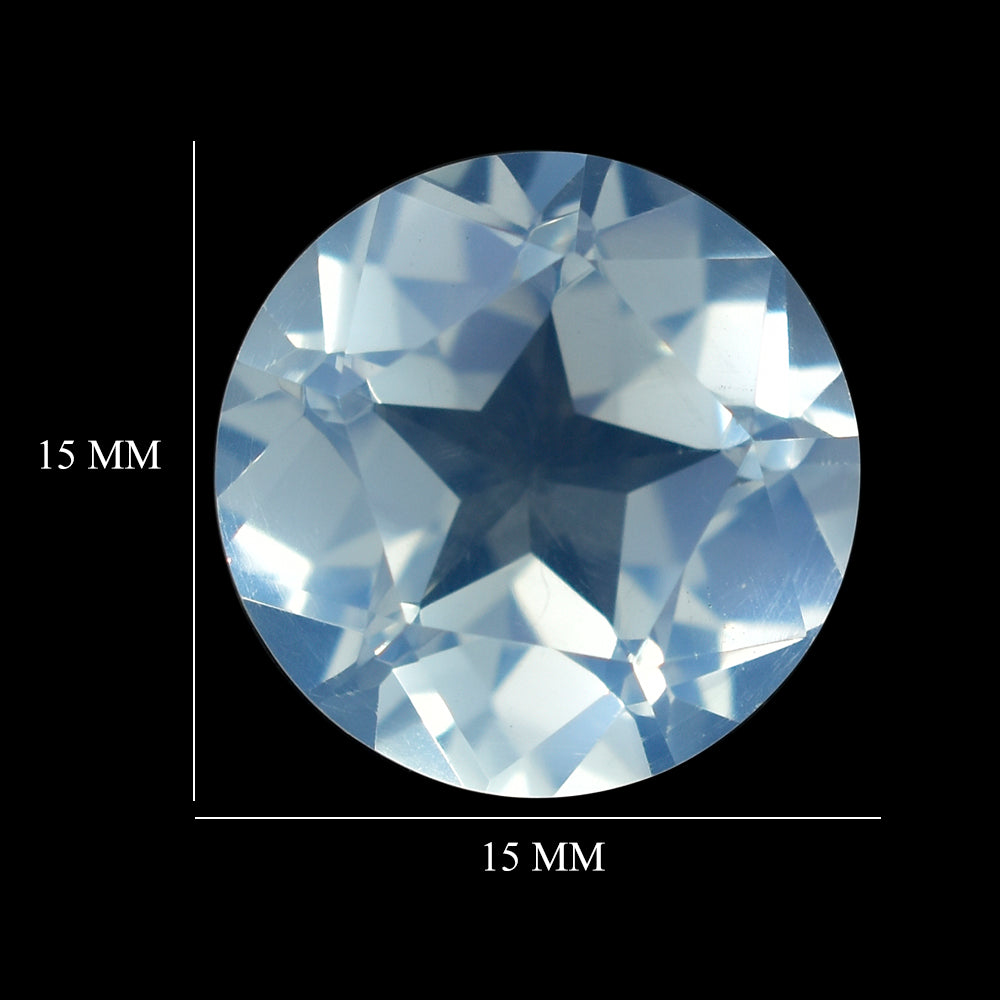 BLUE MOON QUARTZ PENTAGON ROUND WITH STAR CUT BACK (DES#44) 15MM 11.09 Cts.