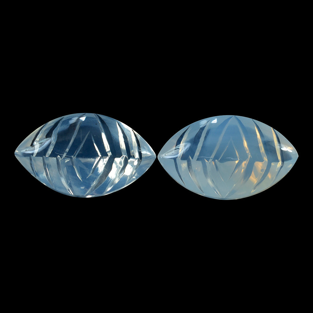 BLUE MOON QUARTZ BUFFTOP CONCAVE BACK MARQUISE (DES#100) 20X12MM  9.93 Cts.