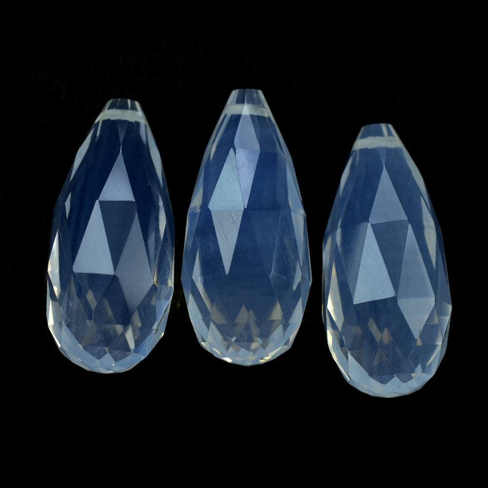 BLUE MOON QUARTZ ROSE CUT DROPS (AA/CLEAN) (FULL DRILL 0.60MM) 19X9MM 3.17 Cts.