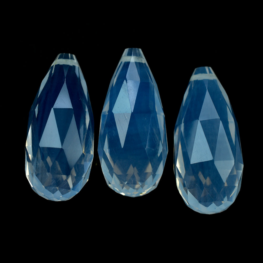 BLUE MOON QUARTZ ROSE CUT DROPS (AA/CLEAN) (FULL DRILL 0.60MM) 19X9MM 3.17 Cts.