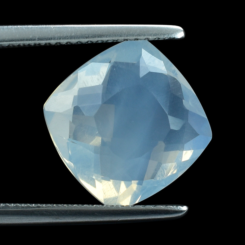 BLUE MOON QUARTZ ANTIKE CUSHION WITH ONE SIDE TABLE & ONE SIDE CHECKER CUT (DES#24) 12MM 6.74 Cts.