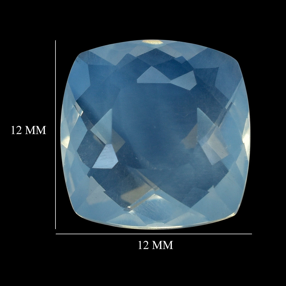 BLUE MOON QUARTZ ANTIKE CUSHION WITH ONE SIDE TABLE & ONE SIDE CHECKER CUT (DES#24) 12MM 6.74 Cts.