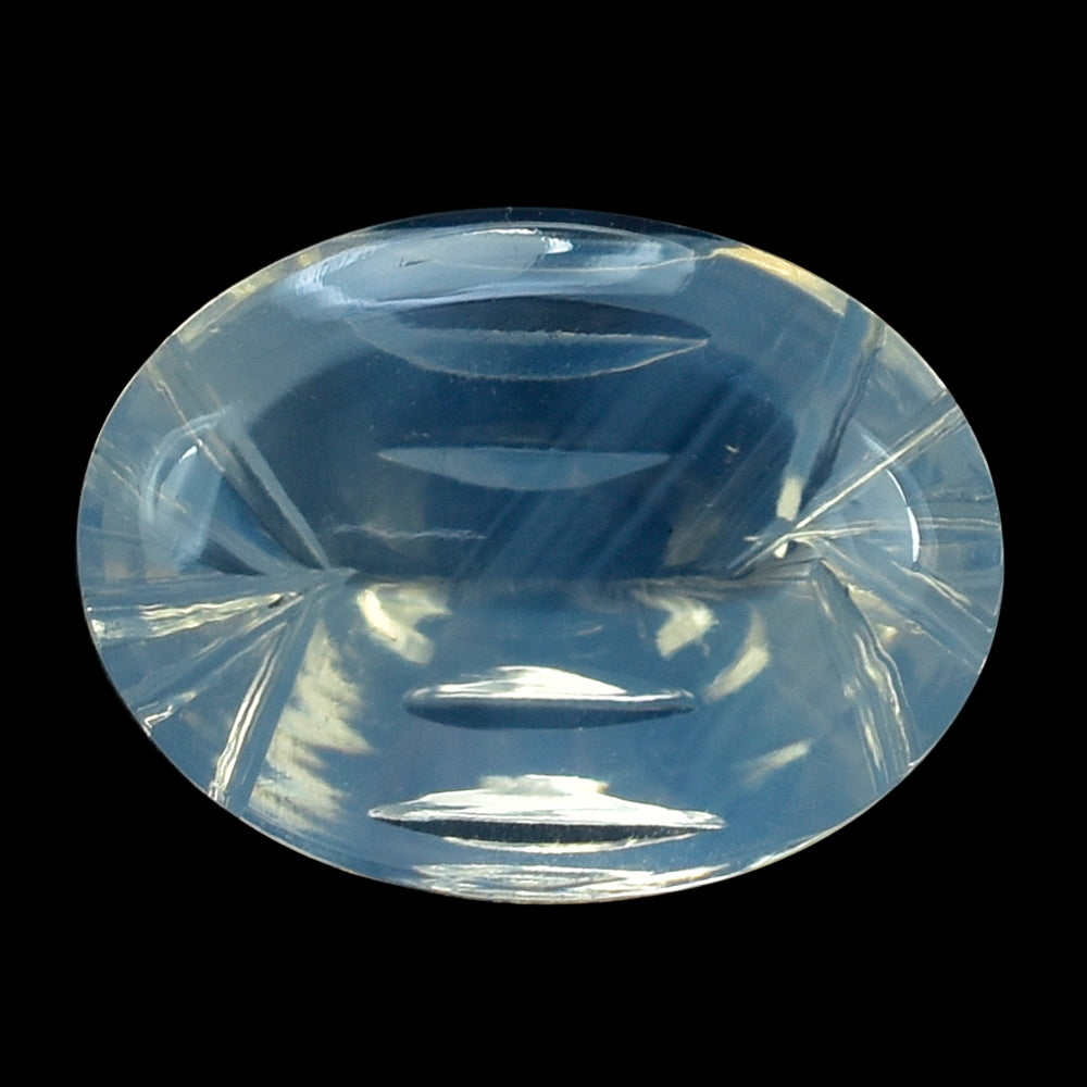 BLUE MOON QUARTZ BUFFTOP CONCAVE BACK OVAL (DES#105) 16X12MM 8.53 Cts.
