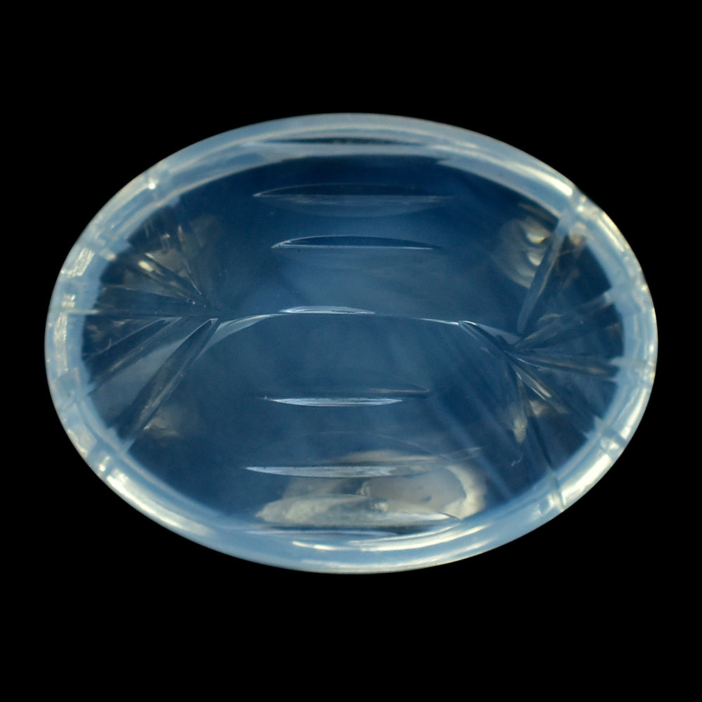 BLUE MOON QUARTZ BUFFTOP CONCAVE BACK OVAL (DES#105) 16X12MM 8.53 Cts.