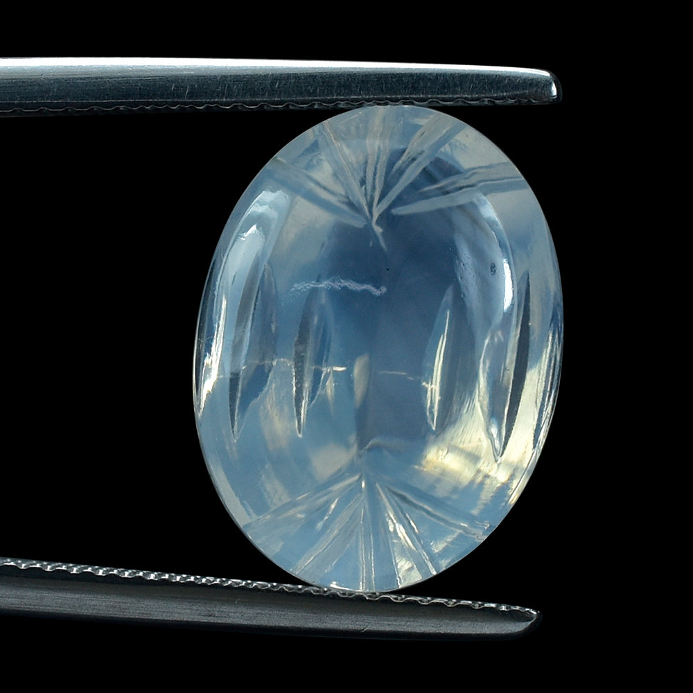 BLUE MOON QUARTZ BUFFTOP CONCAVE BACK OVAL (DES#105) 16X12MM 8.53 Cts.