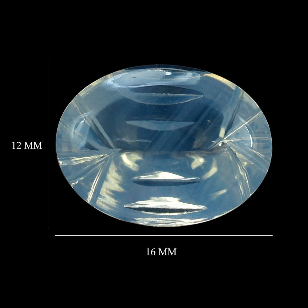 BLUE MOON QUARTZ BUFFTOP CONCAVE BACK OVAL (DES#105) 16X12MM 8.53 Cts.