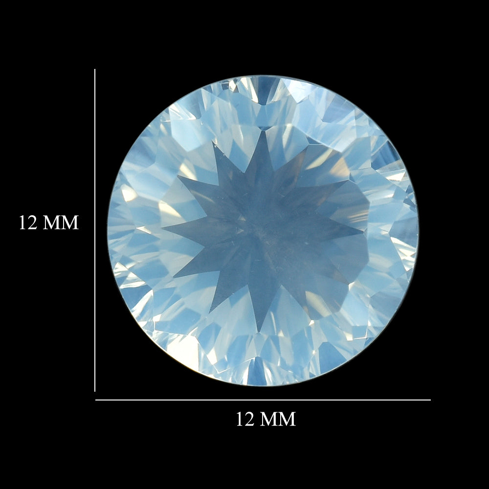 BLUE MOON QUARTZ CONCAVE CUT ROUND (DES#45) 12MM 6.15 Cts.