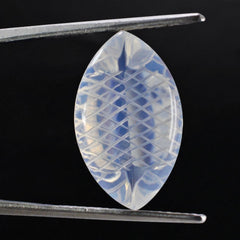 BLUE MOON QUARTZ BUFFTOP CARVED NET BACK MARQUISE (DES#104) 20X12MM 11.50 Cts.