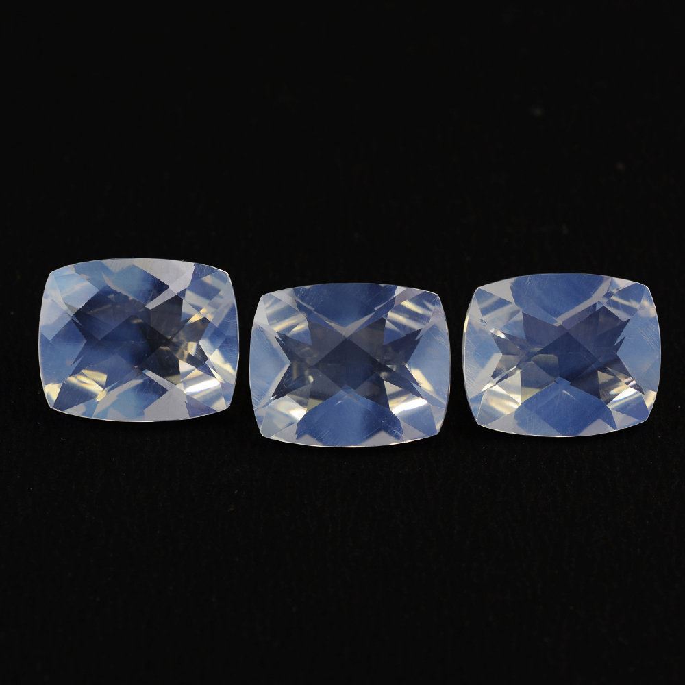 BLUE MOON QUARTZ CHECKER CUT CUSHION 11X9MM 3.39 Cts.