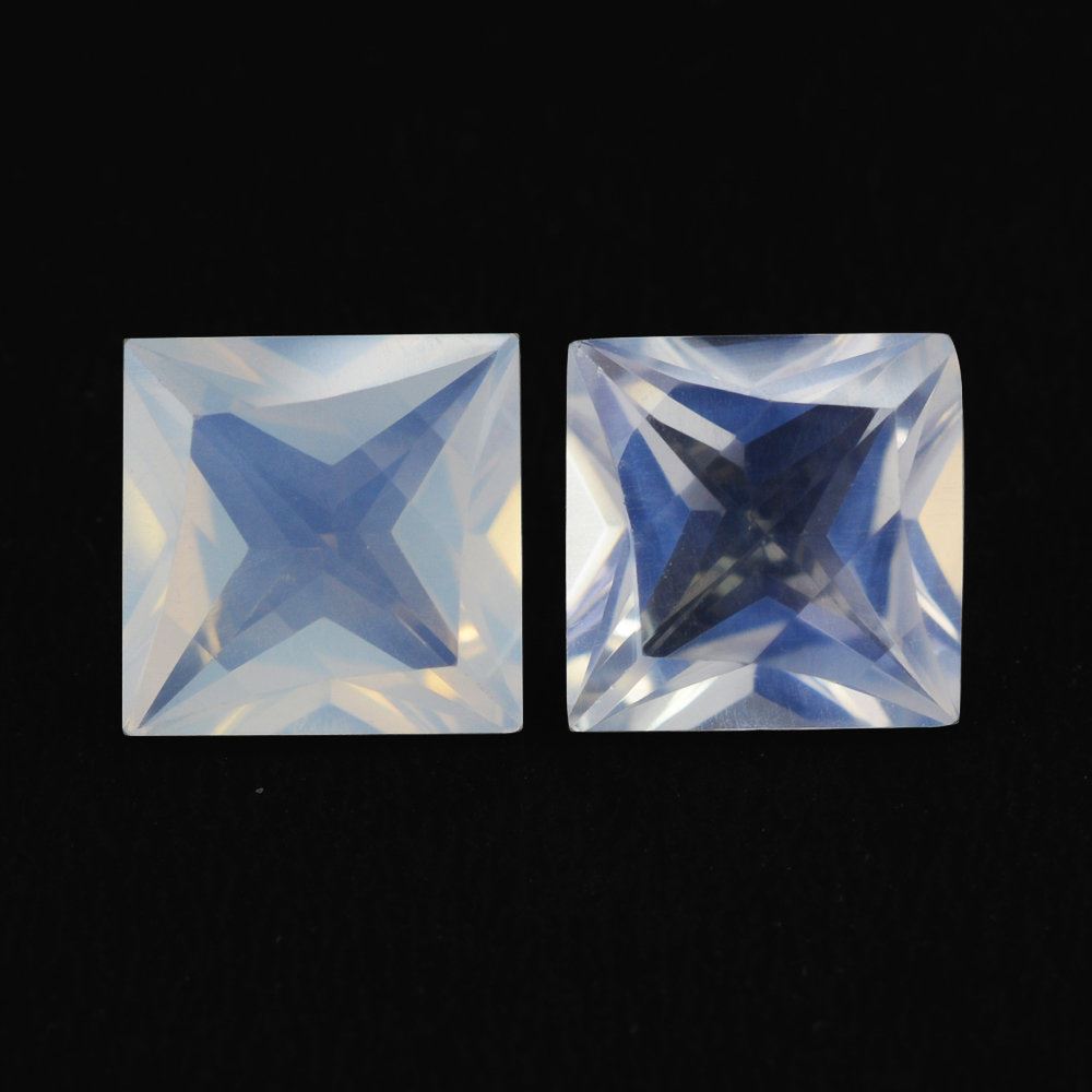 BLUE MOON QUARTZ PRINCESS CUT BACK SQUARE (DES#91) 10MM 4.50 Cts.