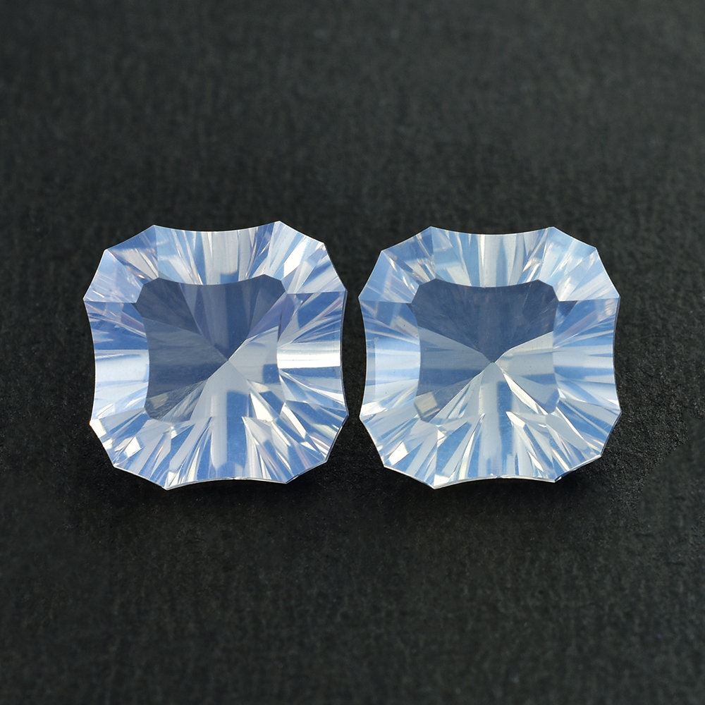 BLUE MOON QUARTZ CONCAVE CUT CUSHION NINETY CUT (DES#22) 12X12MM 5.93 Cts.