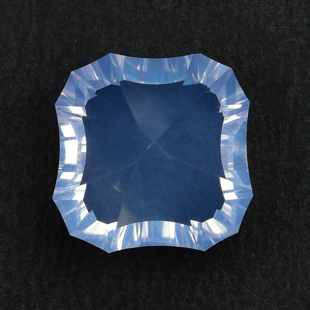 BLUE MOON QUARTZ CONCAVE CUT CUSHION NINETY CUT (DES#22) 12X12MM 5.93 Cts.