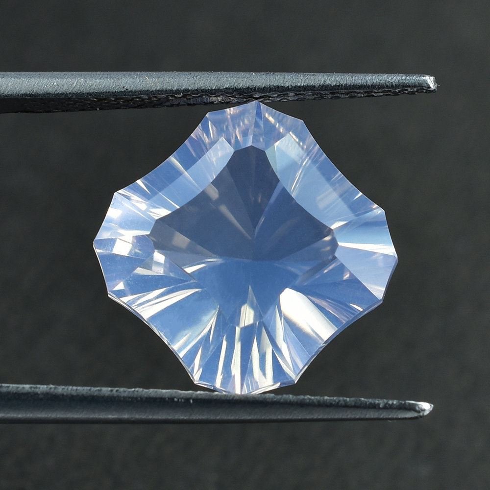 BLUE MOON QUARTZ CONCAVE CUT CUSHION NINETY CUT (DES#22) 12X12MM 5.93 Cts.