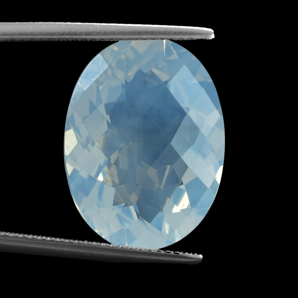 BLUE MOON QUARTZ CHECKER CUT OVAL 20X15MM 13.72 Cts.