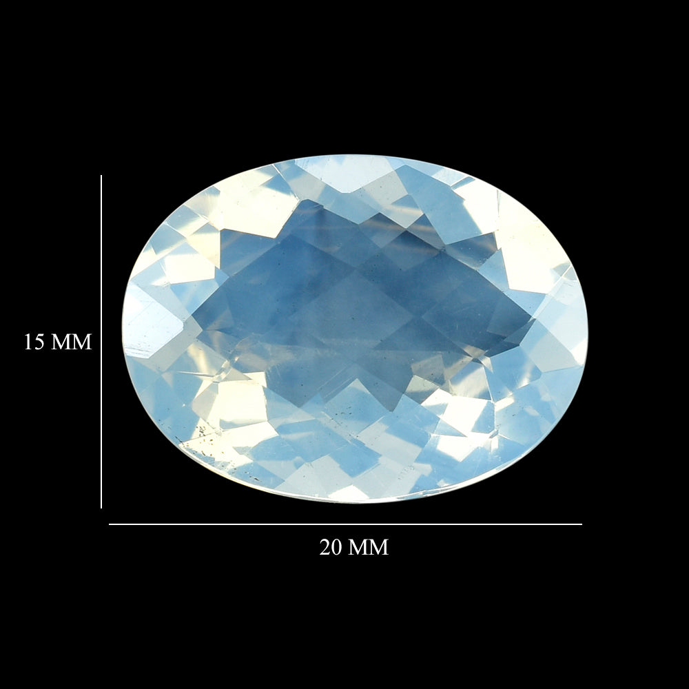 BLUE MOON QUARTZ CHECKER CUT OVAL 20X15MM 13.72 Cts.