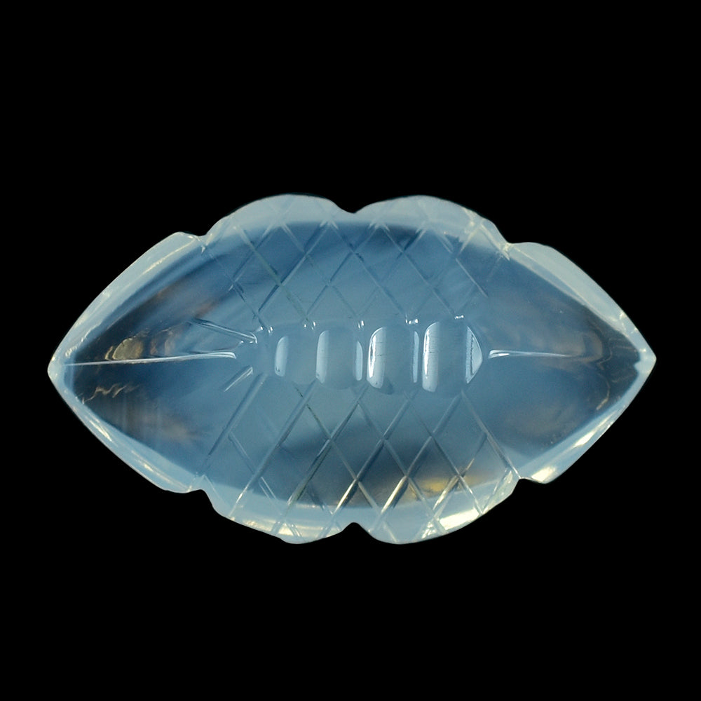 BLUE MOON QUARTZ BUFFTOP FISH CARVED BACK MARQUISE 20X11.50MM 10.03 Cts.