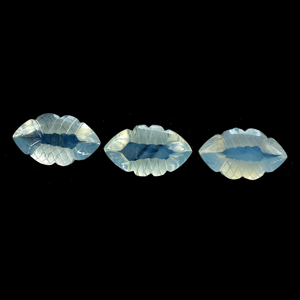 BLUE MOON QUARTZ BUFFTOP FISH CARVED BACK MARQUISE 20X11.50MM 10.03 Cts.