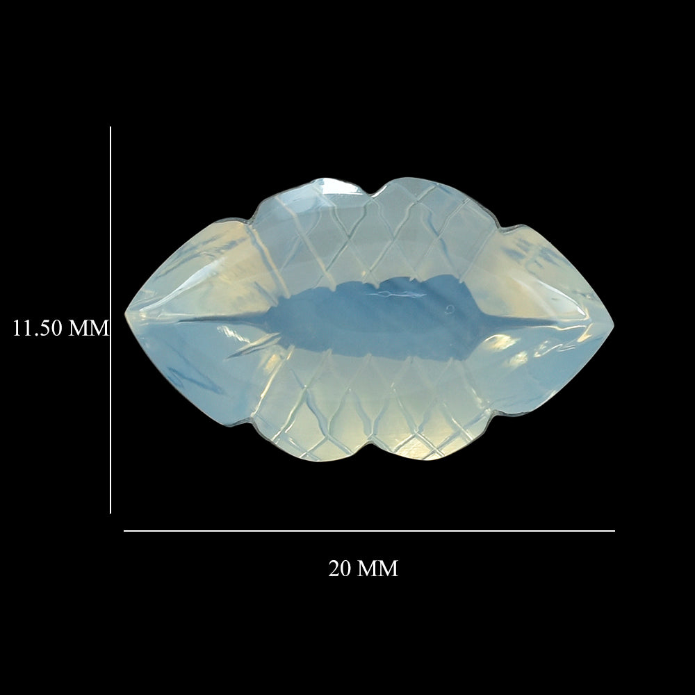 BLUE MOON QUARTZ BUFFTOP FISH CARVED BACK MARQUISE 20X11.50MM 10.03 Cts.