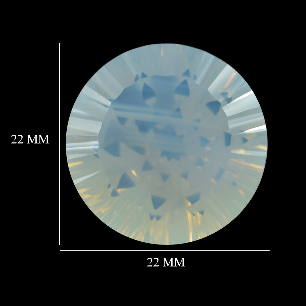 BLUE MOON QUARTZ CONCAVE SPLENDOR CUT ROUND 22MM 30.80 Cts.