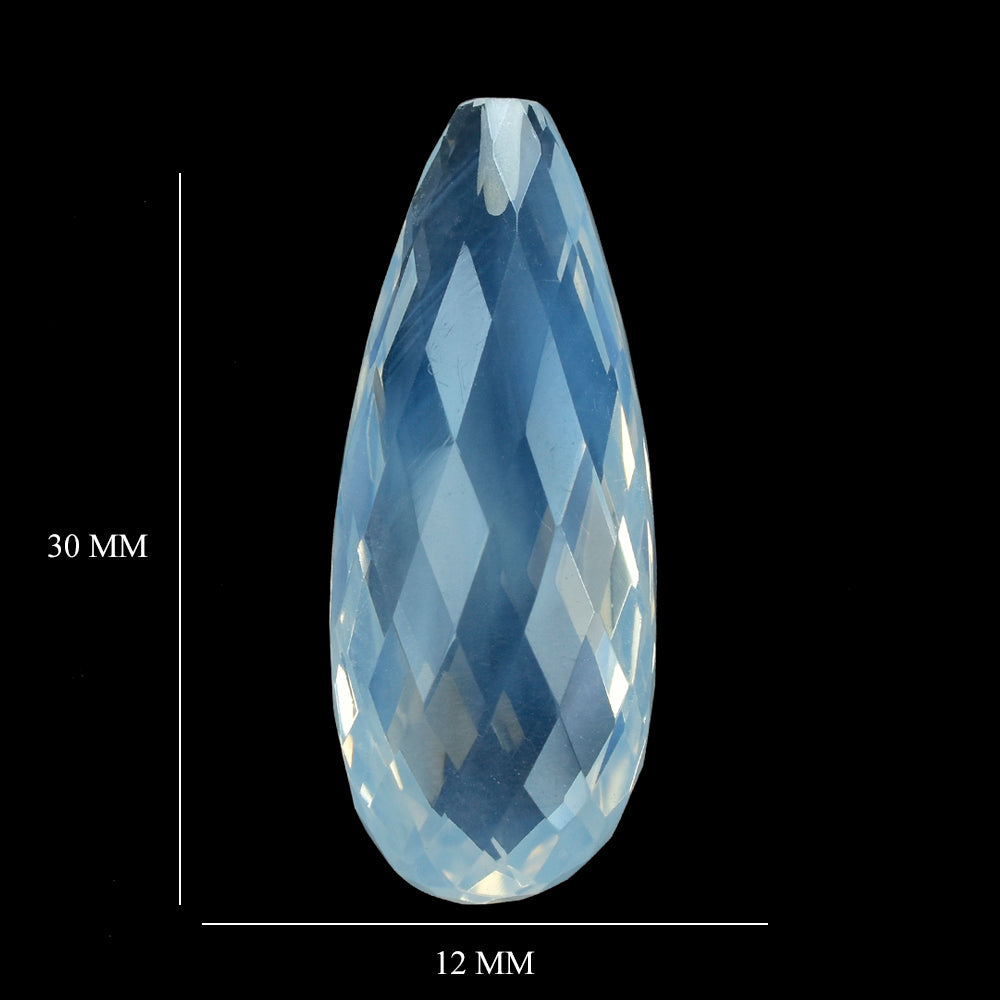 BLUE MOON QUARTZ BRIOLETTE PEAR (AA/CLEAN) (HALF DRILL 1.00MM) 30X12MM 24.18 Cts.