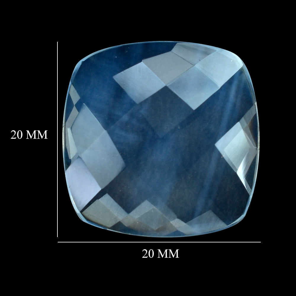 BLUE MOON QUARTZ CHECKER CUSHION CAB 20MM 13.68 Cts.