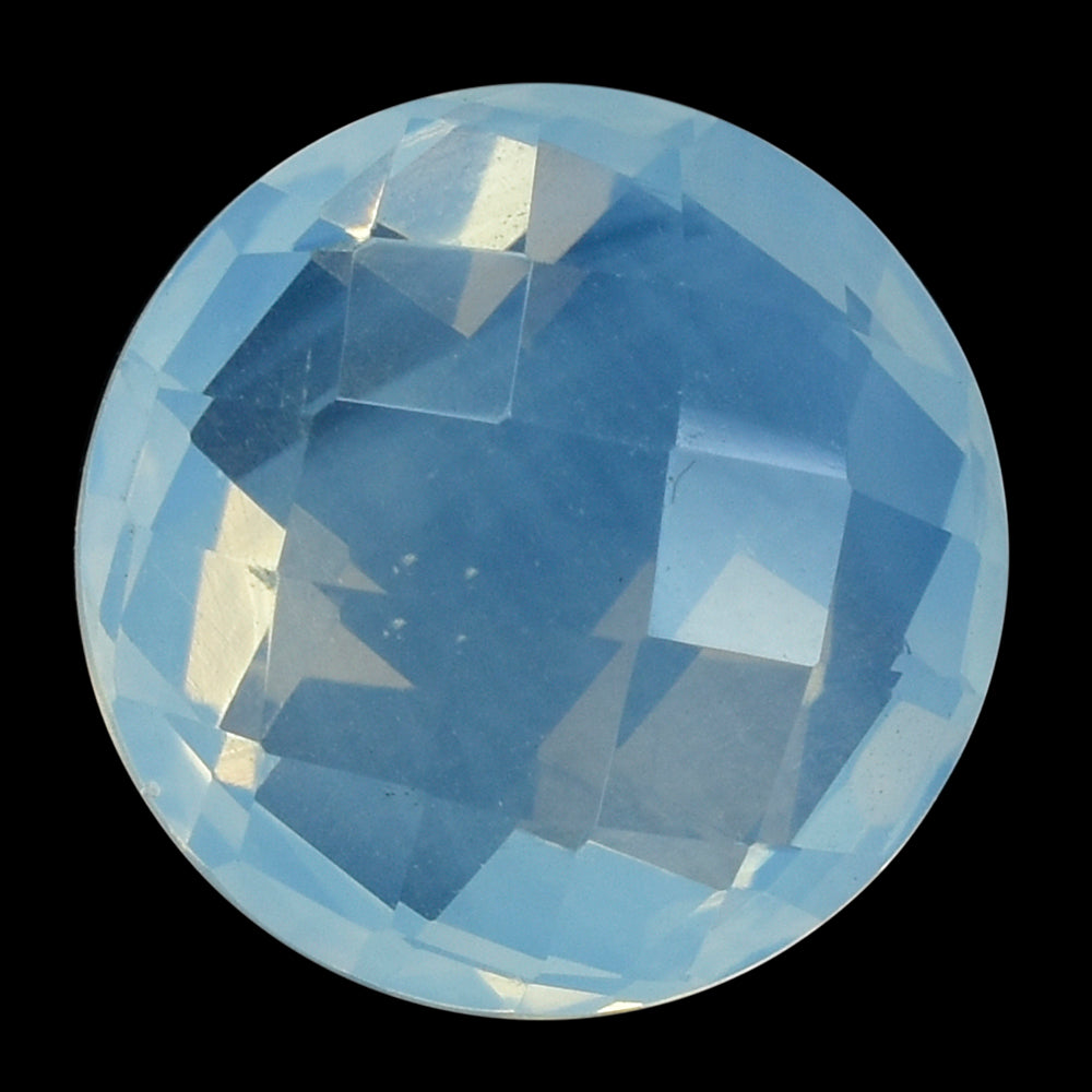 BLUE MOON QUARTZ CHESS CUT BRIOLETTE ROUND 12MM 6.58 Cts.
