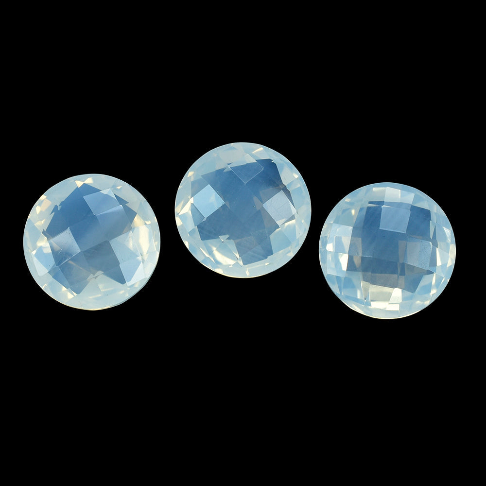 BLUE MOON QUARTZ CHESS CUT BRIOLETTE ROUND 12MM 6.58 Cts.
