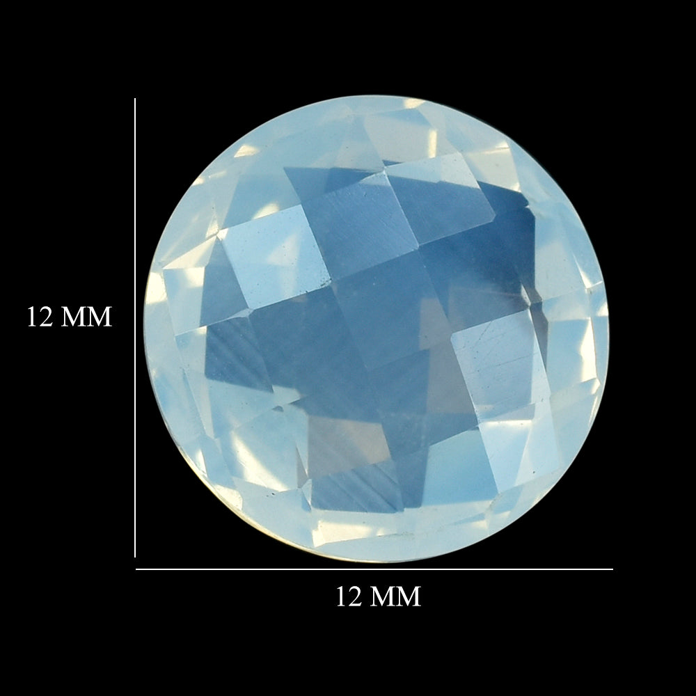 BLUE MOON QUARTZ CHESS CUT BRIOLETTE ROUND 12MM 6.58 Cts.