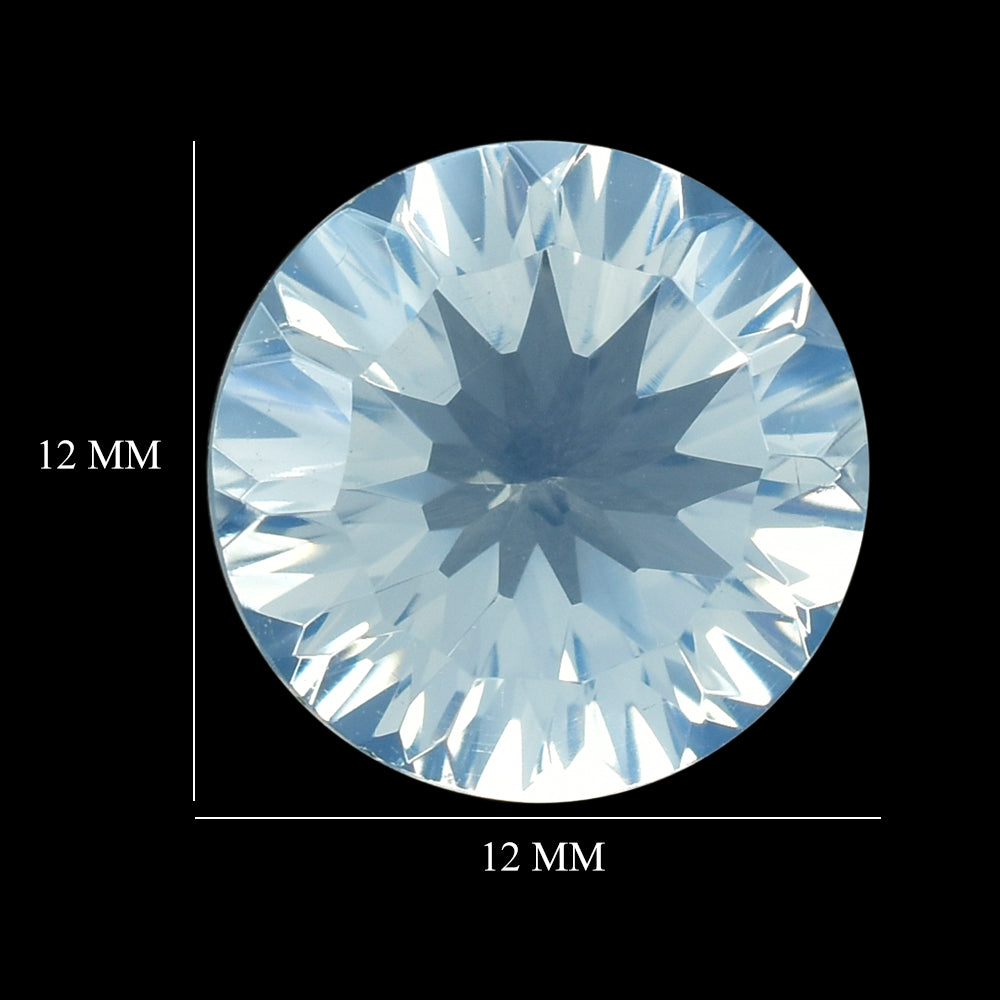BLUE MOON QUARTZ CONCAVE CUT ROUND 12MM  5.49 Cts.