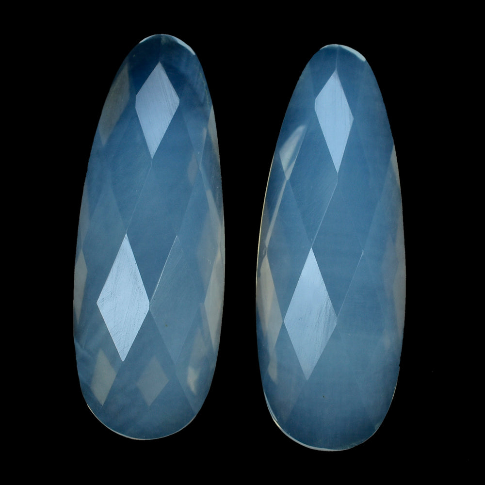 BLUE MOON QUARTZ CHECKER IRREGULAR OVAL CAB 22X8MM 6.92 Cts.