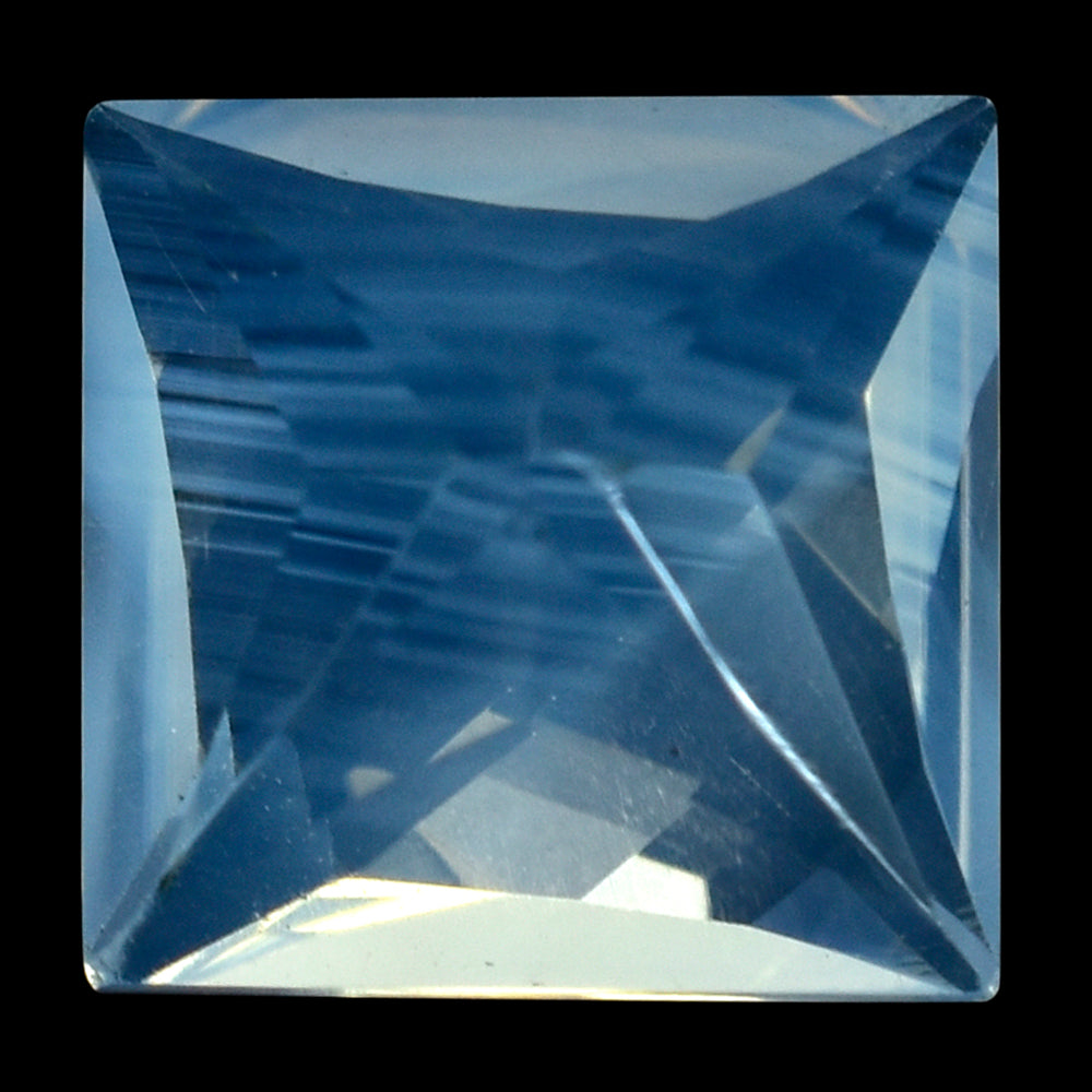 BLUE MOON QUARTZ FANCY CUT TABLE WITH PRINCESS CUT BACK SQUARE 10MM 4.45 Cts.