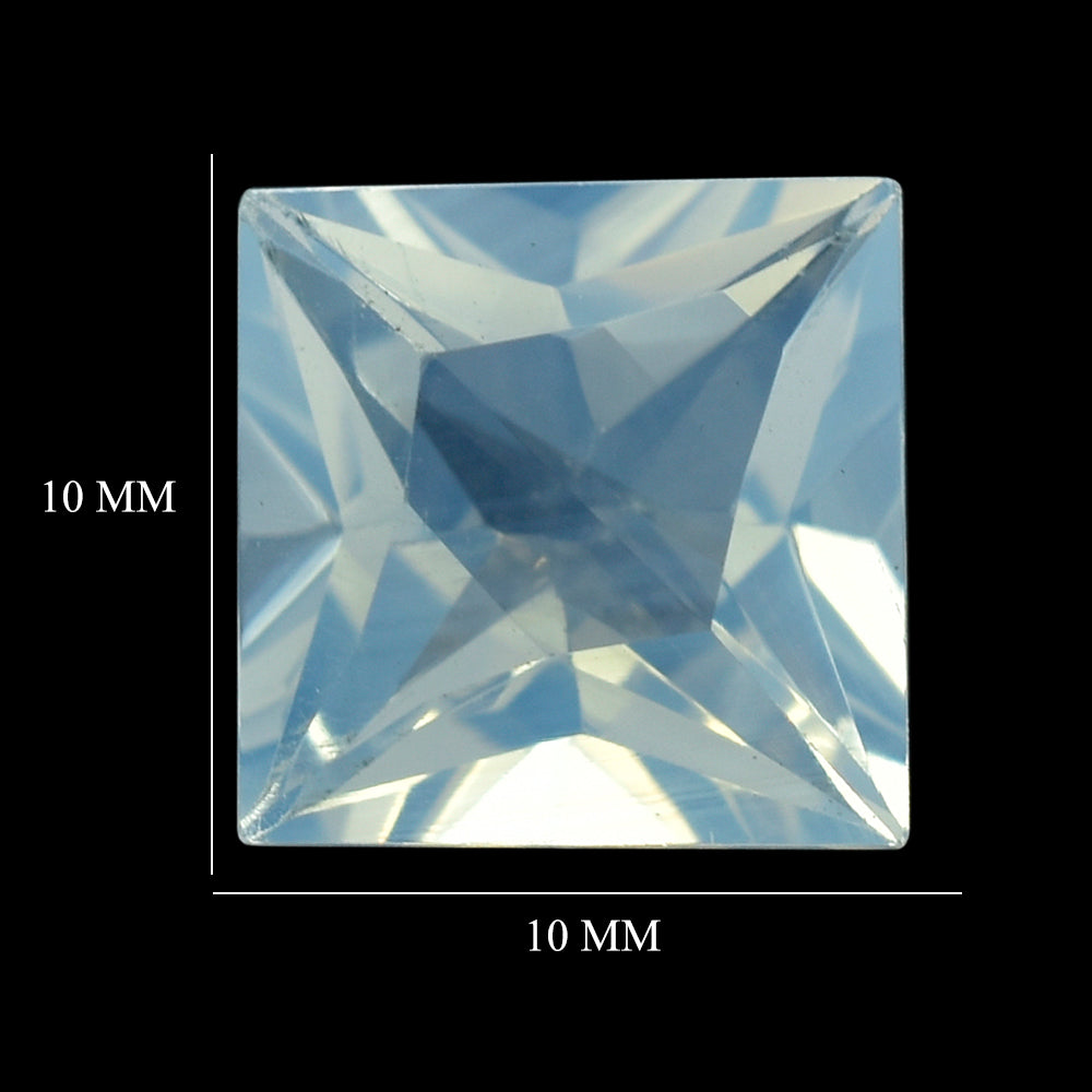 BLUE MOON QUARTZ FANCY CUT TABLE WITH PRINCESS CUT BACK SQUARE 10MM 4.45 Cts.