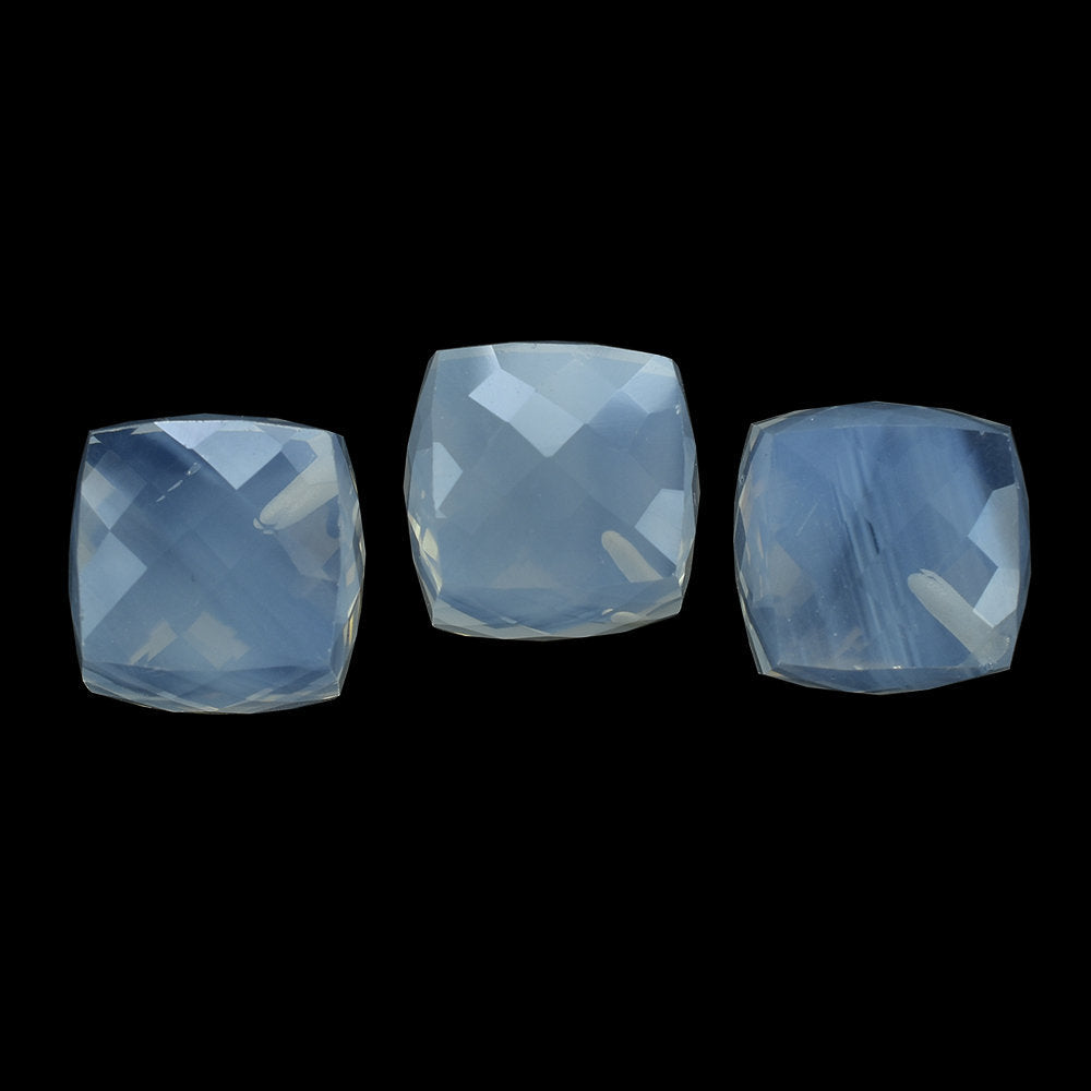 BLUE MOON QUARTZ BRIOLETTE CUBE (AA/CLEAN) (HALF DRILL 1.20MM) 12MM 16.35 Cts.