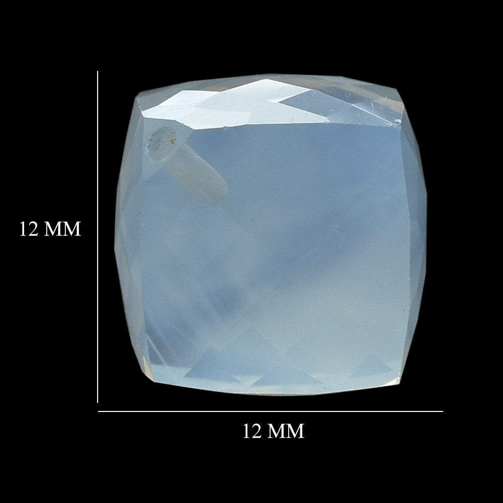 BLUE MOON QUARTZ BRIOLETTE CUBE (AA/CLEAN) (HALF DRILL 1.20MM) 12MM 16.35 Cts.