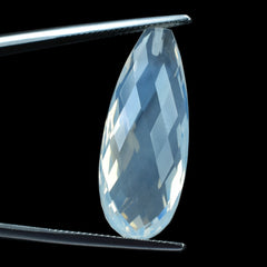 BLUE MOON QUARTZ FACETED DROP (AA/CLEAN) (HALF DRILL 0.80MM) 30X12MM 24.75 Cts.