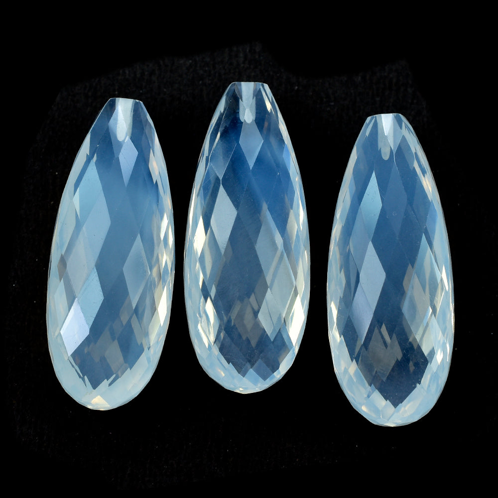 BLUE MOON QUARTZ FACETED DROP (AA/CLEAN) (HALF DRILL 0.80MM) 30X12MM 24.75 Cts.