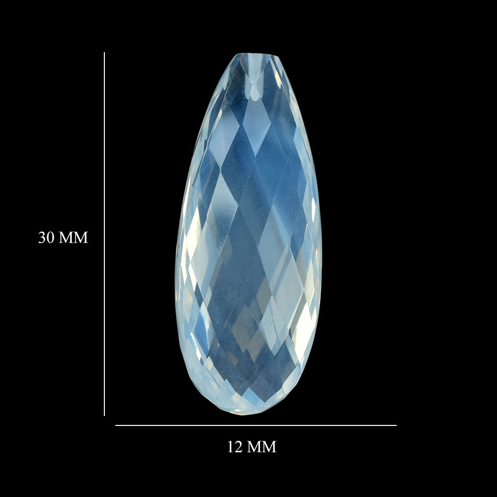 BLUE MOON QUARTZ FACETED DROP (AA/CLEAN) (HALF DRILL 0.80MM) 30X12MM 24.75 Cts.