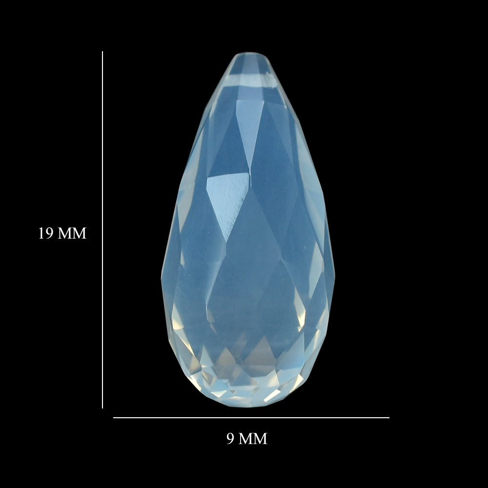 BLUE MOON QUARTZ ROSE CUT FACETED DROP (AA/CLEAN) (FULL DRILL 0.60MM) 19X9MM 9.44 Cts.