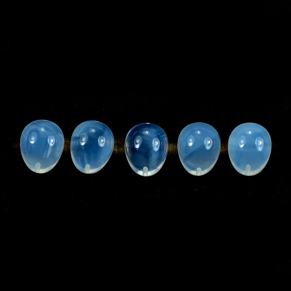 BLUE MOON QUARTZ PLAIN EGG DROP (AA/CLEAN) (HALF DRILL 1.00MM) 16X13MM 19.45 Cts.