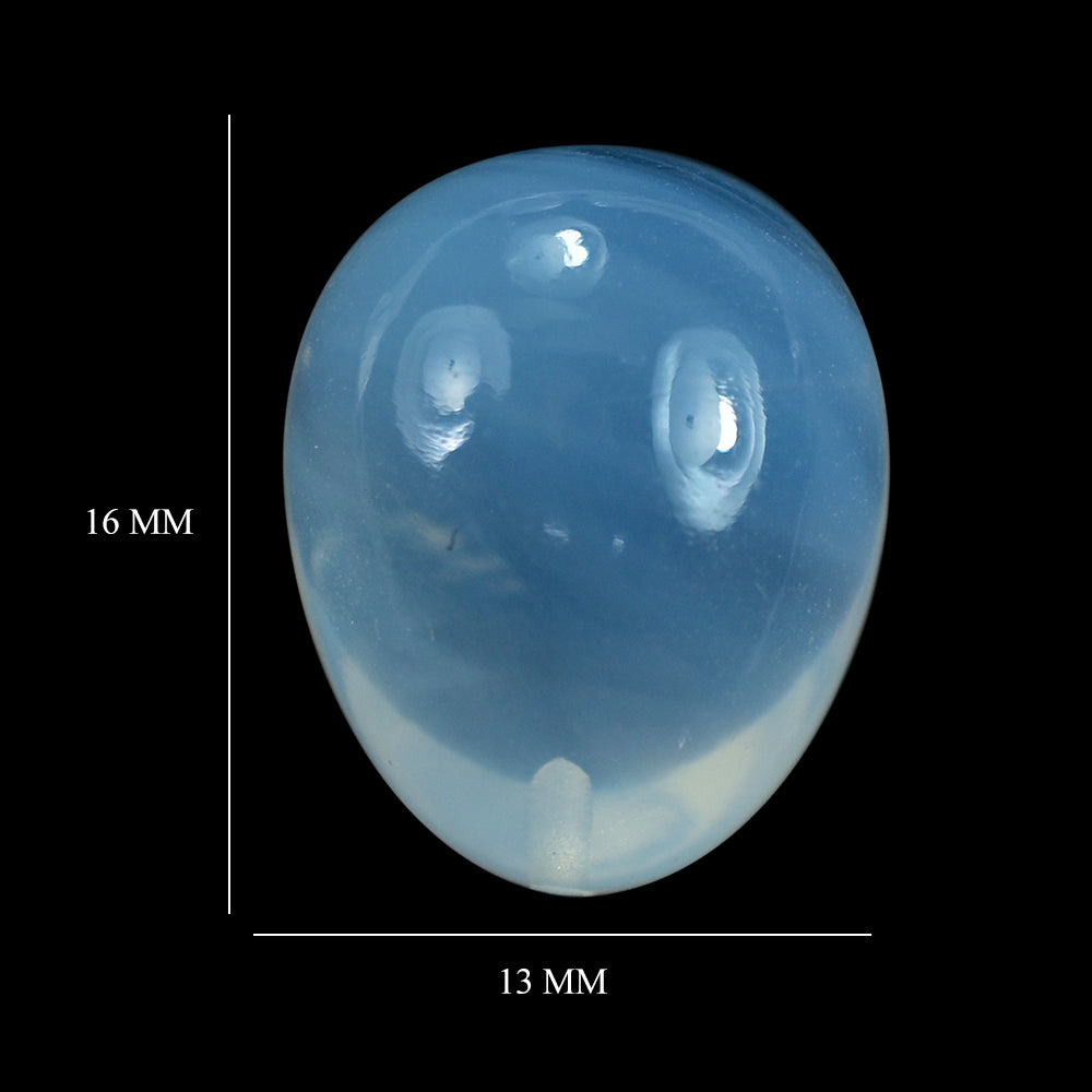 BLUE MOON QUARTZ PLAIN EGG DROP (AA/CLEAN) (HALF DRILL 1.00MM) 16X13MM 19.45 Cts.