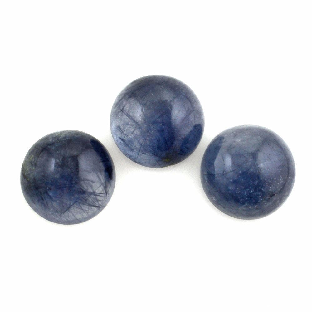 BLUE RUTILE QUARTZ ROUND CAB 12MM 6.90 Cts.