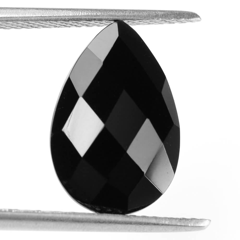 BLACK ONYX CHECKER CUT PEAR 15X10MM 4.94 Cts.