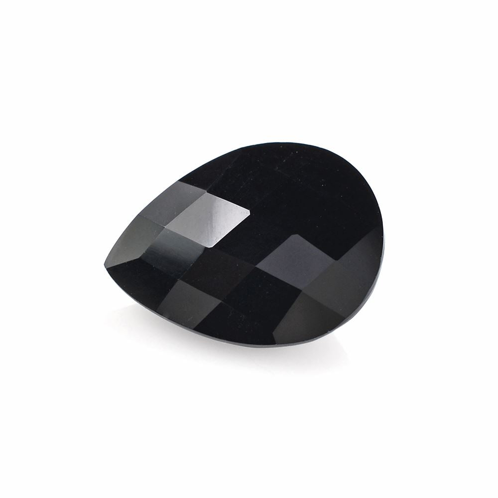 BLACK ONYX CHECKER CUT PEAR 16X12MM 6.90 Cts.