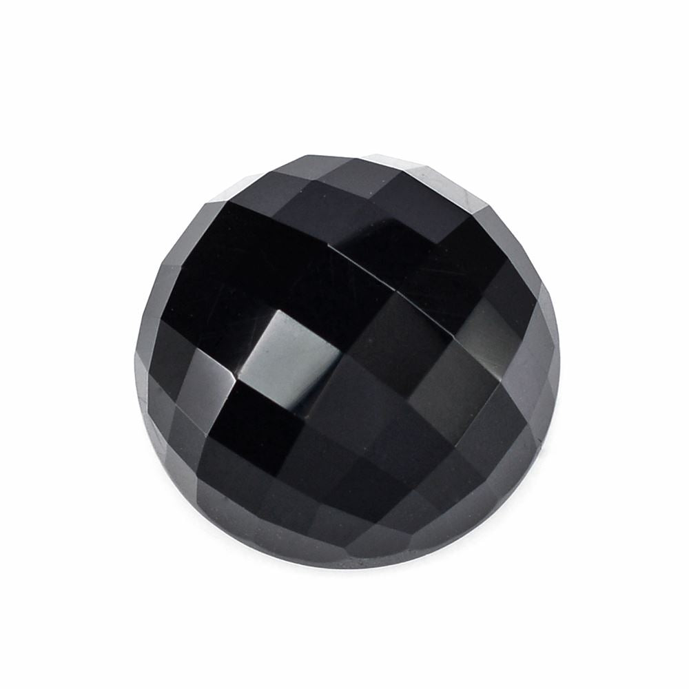 BLACK ONYX CHECKER CUT ROUND CAB 15MM 12.61 Cts.