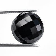 BLACK ONYX CHECKER CUT ROUND CAB 15MM 12.61 Cts.